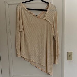 Free People Asymmetrical Peach Long Sleeve Top SZ M